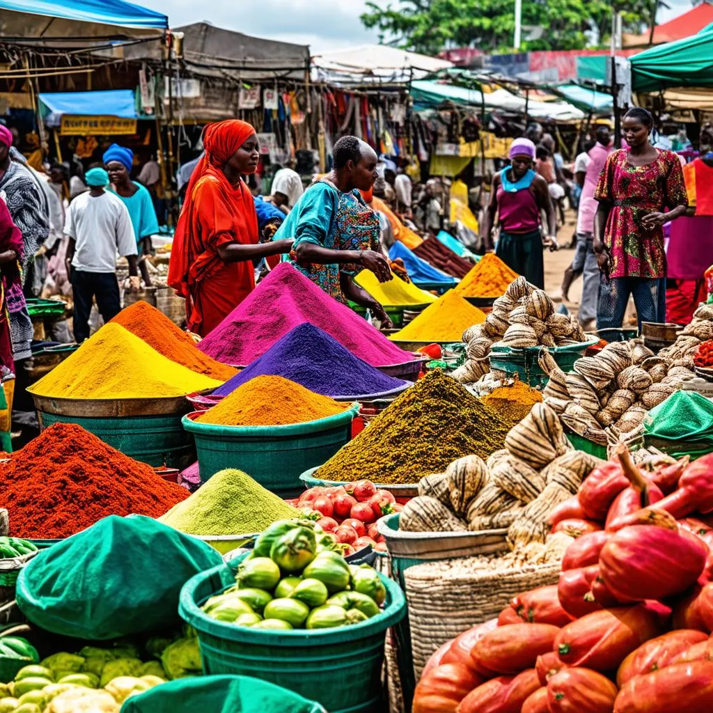 bustling marketplace in Cameroon